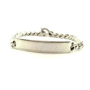 Sterling Silver Engravable Plate ID Chain Bracelet 7"